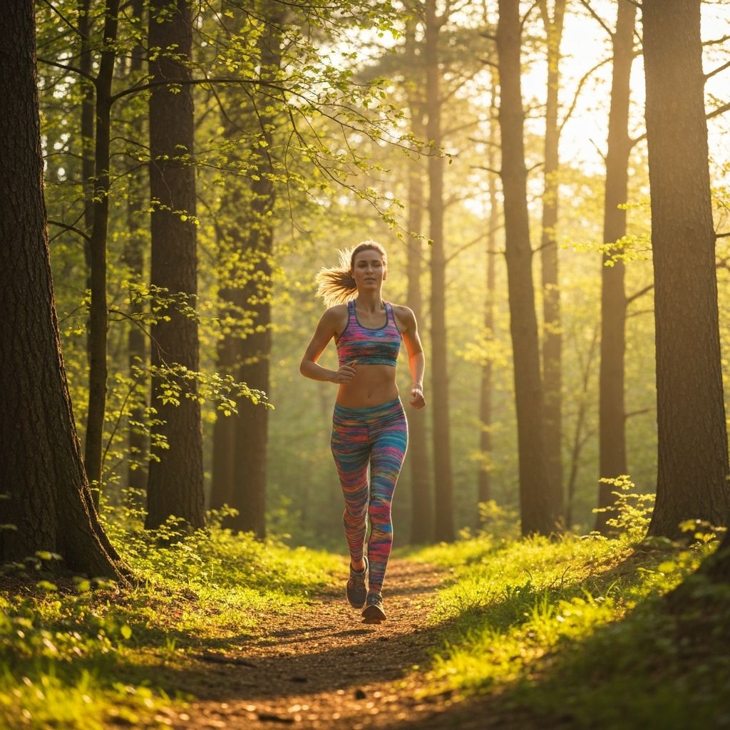 Personne faisant de l'exercice léger en environnement naturel paisible